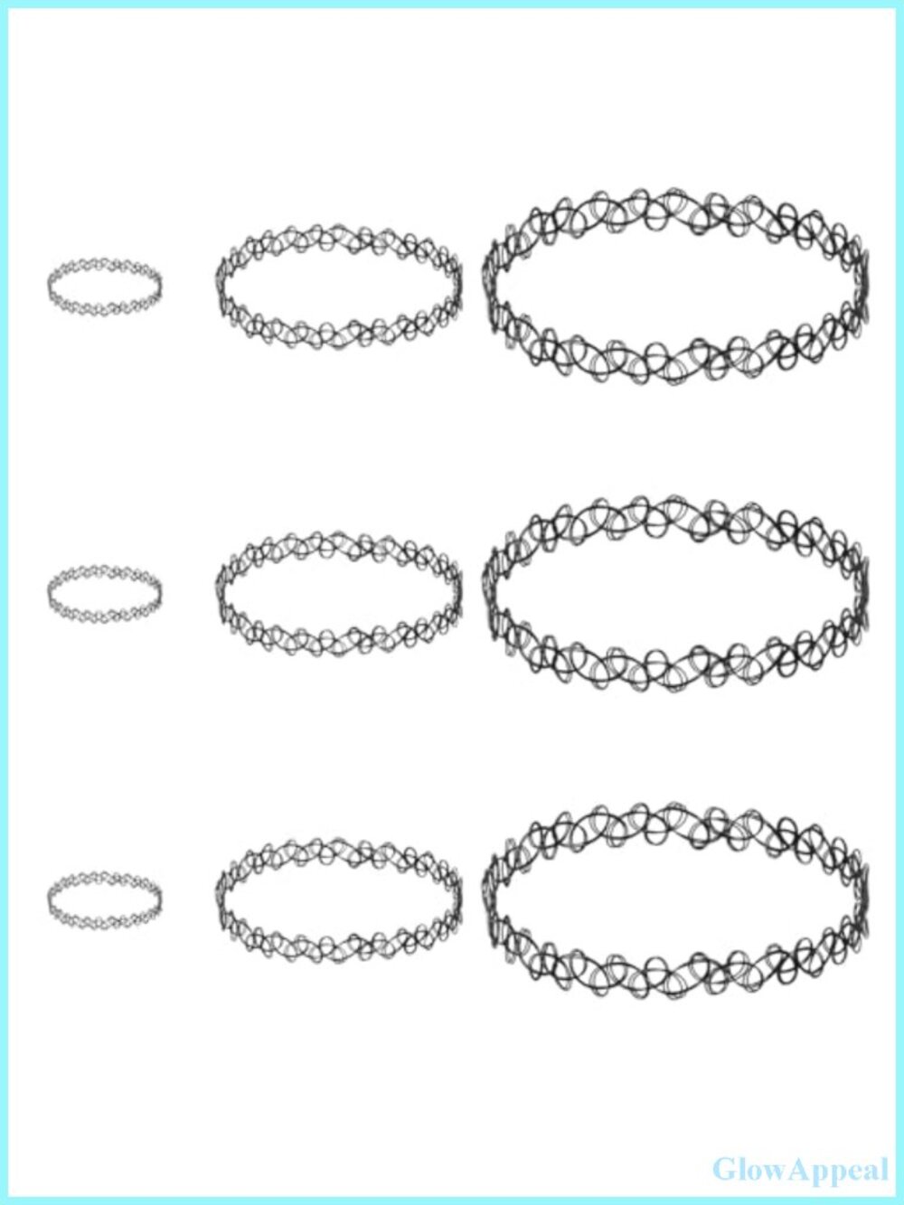 9 Pcs Tattoo Choker Necklace Bracelet Ring Set Elastic Resin Gothic Y2K